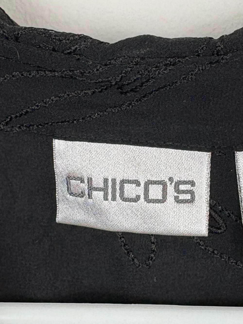 NWT Chico's Sheer Black Embroidered Button-Up Top 100% Silk Plus Size Witchy - Picture 2 of 9